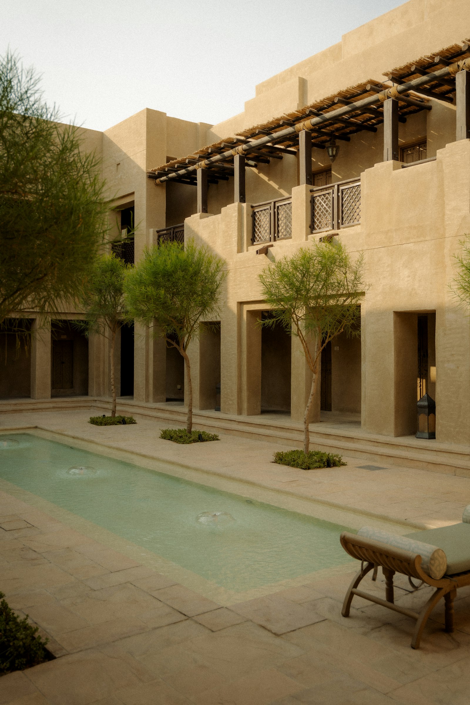 Courtyard with a pool and modern architecture